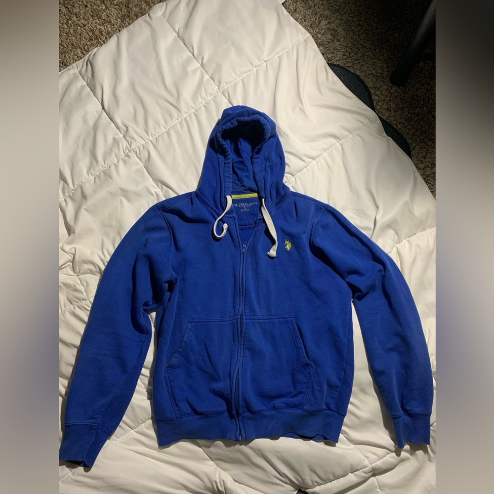 Blue polo assassin zip-up
